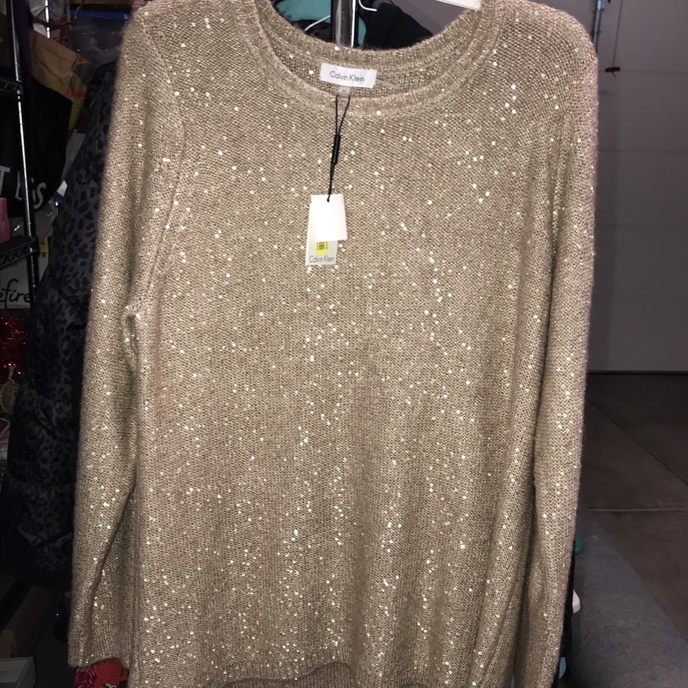 NTW Calvin Klein Champagne Sequin Sweater